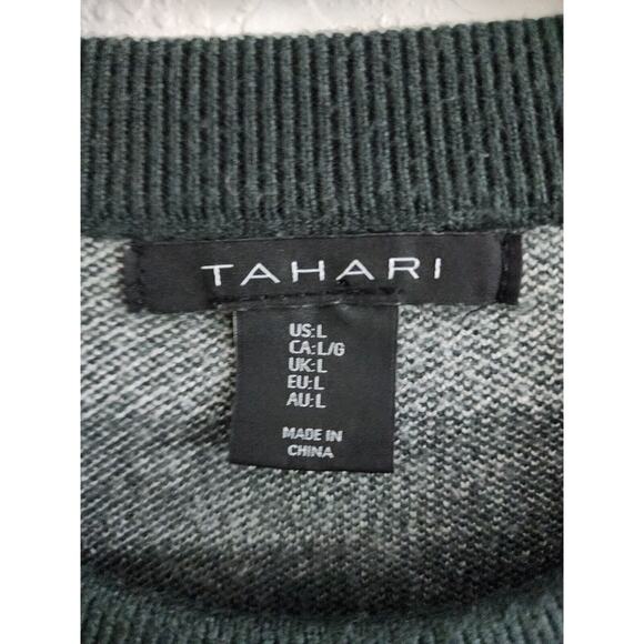 SWEATER-TAHARI-Forest Green-Plaid Square-Different Knits-Long Sleeves-Size Large - Picture 5 of 12